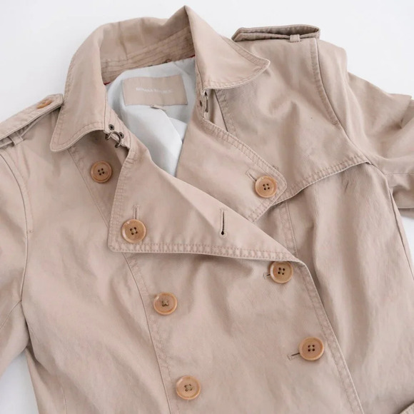 Banana Republic Beige Button Up Trench Midi Double Breasted With Belt Coat XS - Picture 9 of 13